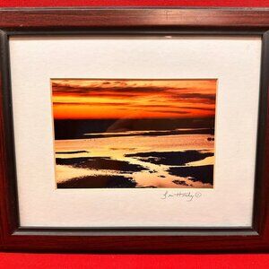 Sunset Photo by Jim Hinchy ca. 1997 SIGNED Art Print Framed Matted ~11-5/8" w